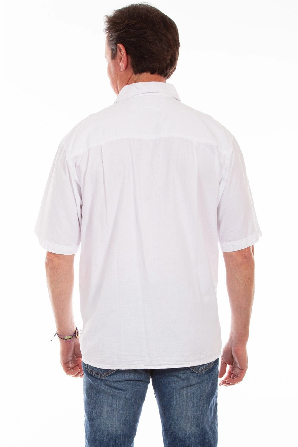 Scully Mens White/Grey 100% Cotton Calypso S/S Shirt Soft touch finish Subtle patterns