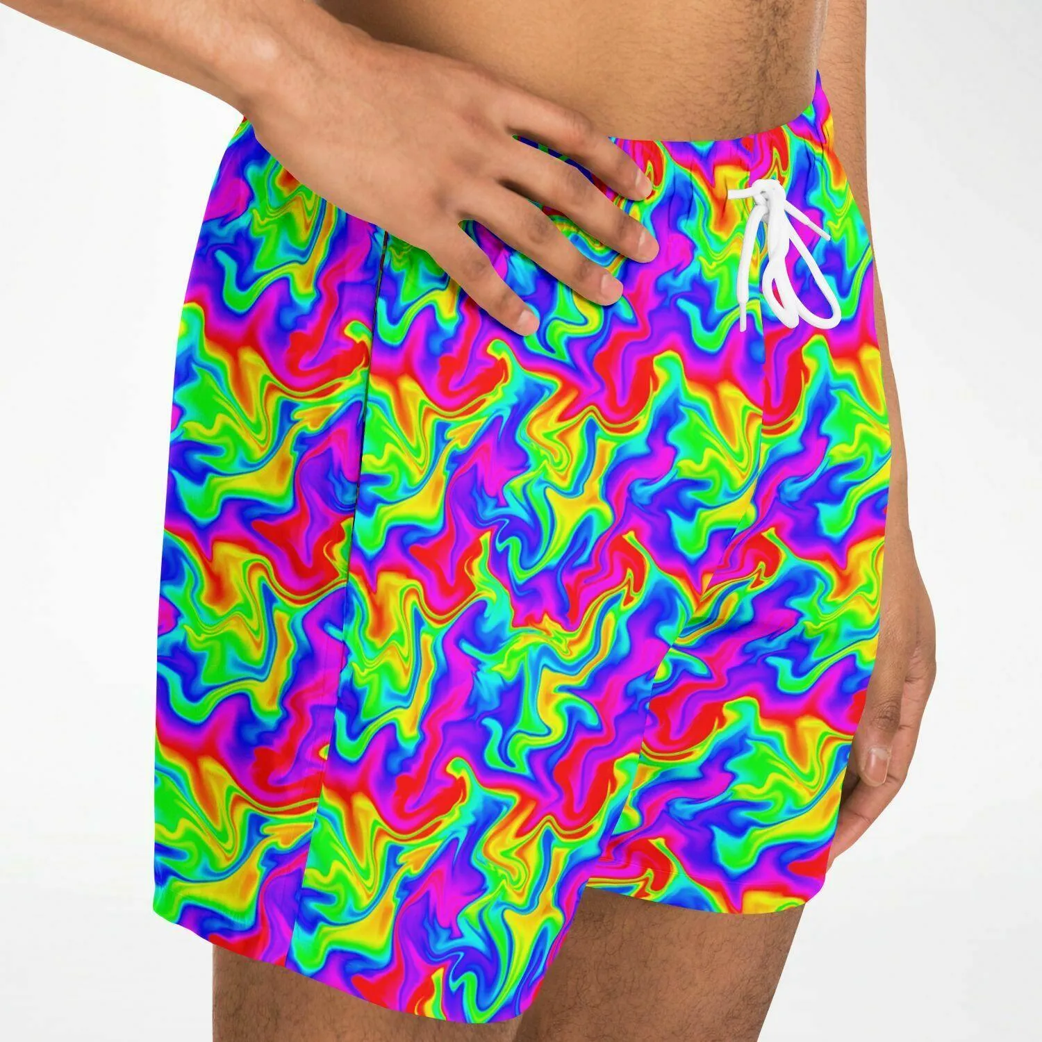 Trippy Rainbow Swirl Fast Dry Swim Trunks