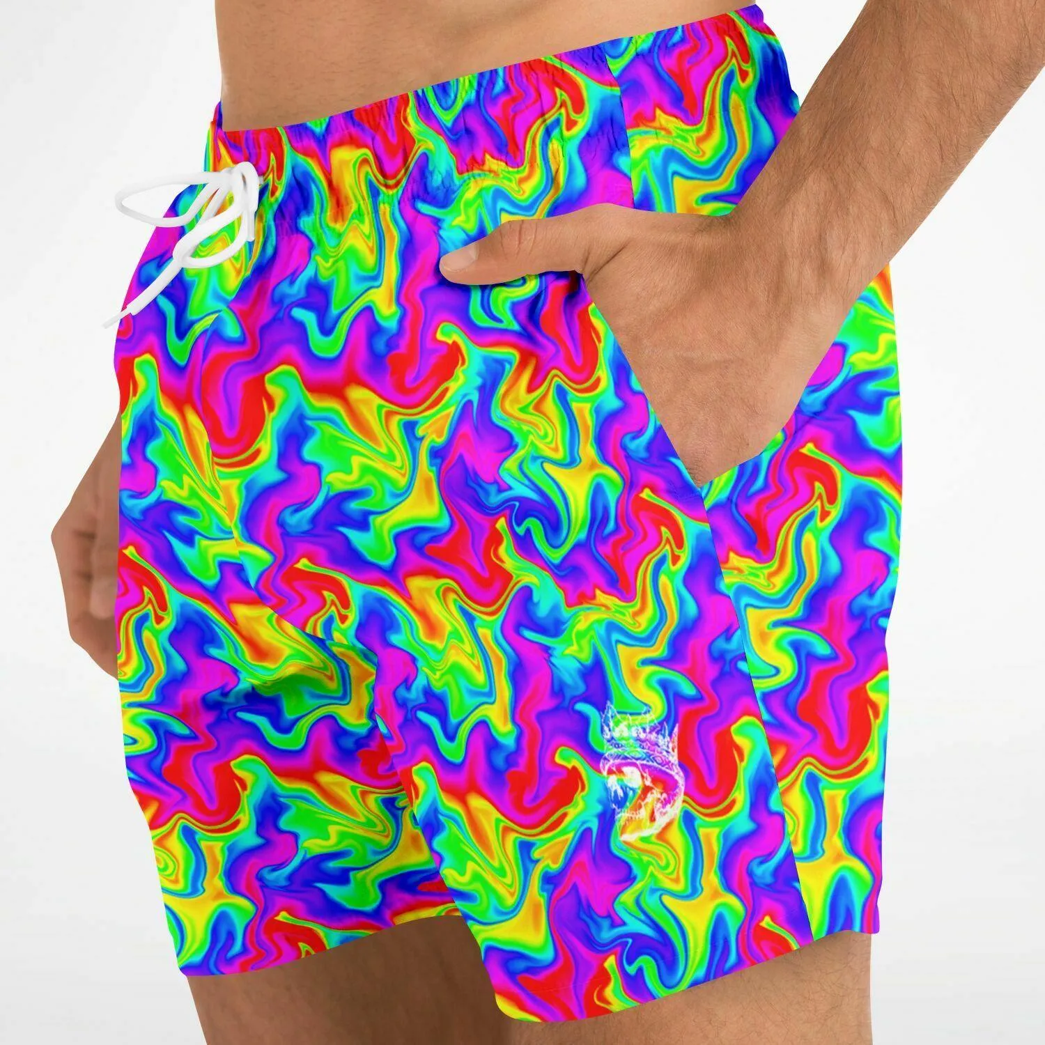 Trippy Rainbow Swirl Fast Dry Swim Trunks