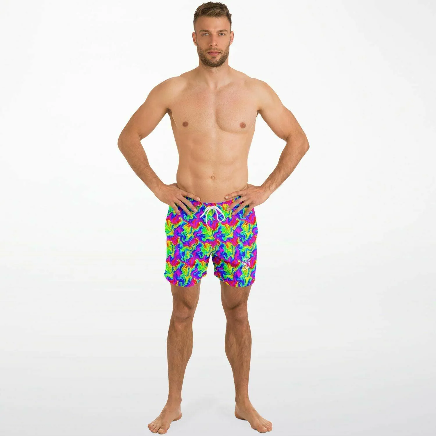 Trippy Rainbow Swirl Fast Dry Swim Trunks