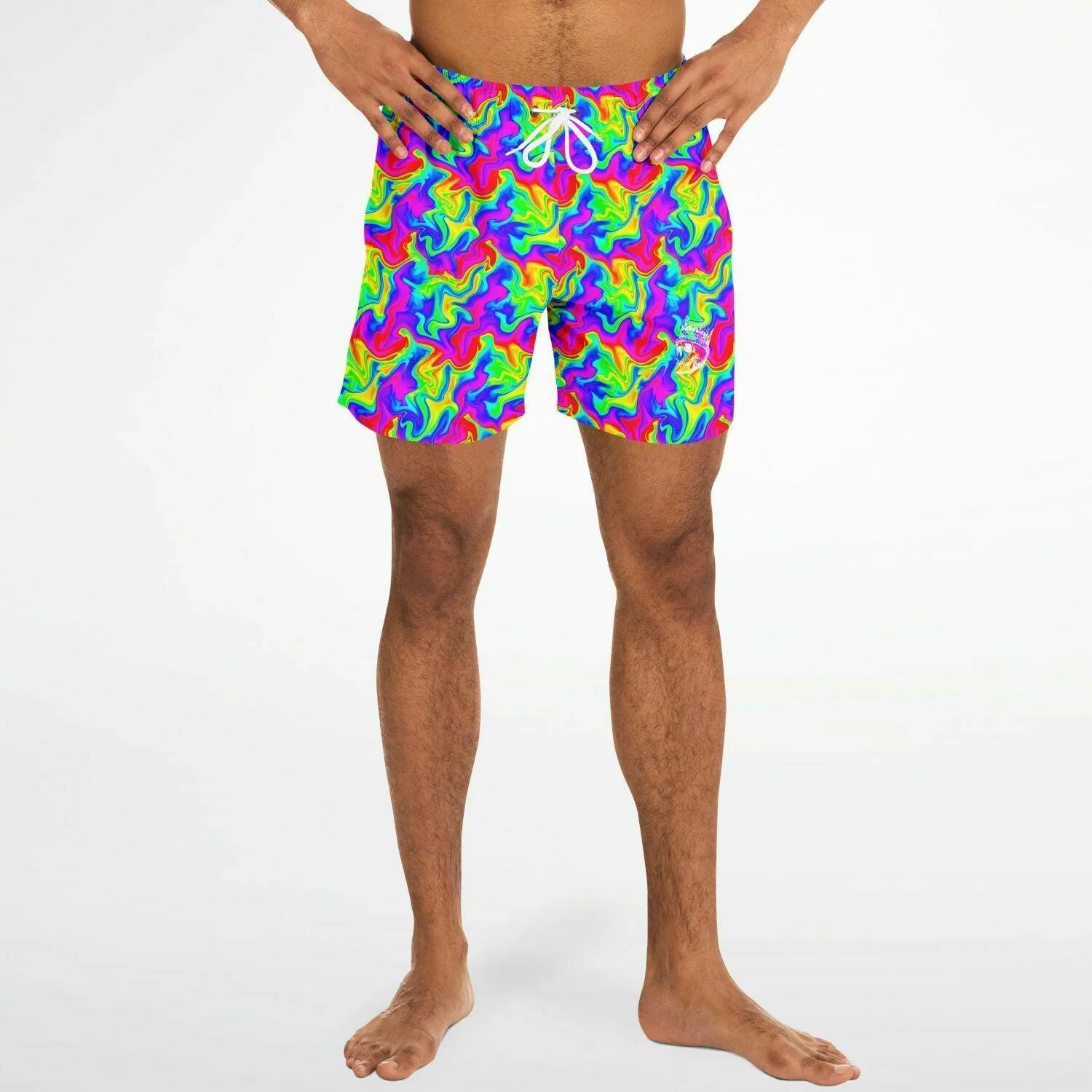 Trippy Rainbow Swirl Fast Dry Swim Trunks