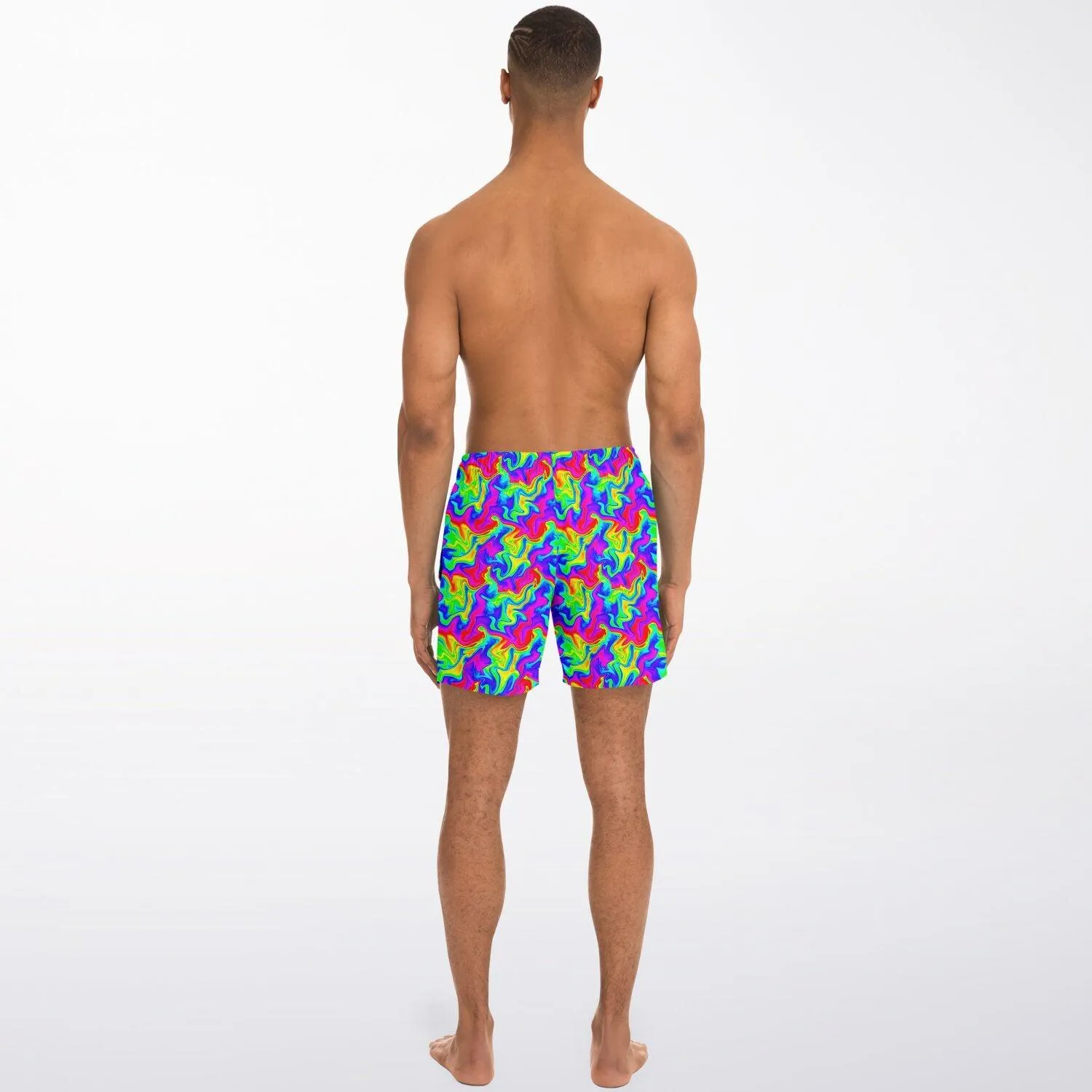 Trippy Rainbow Swirl Fast Dry Swim Trunks