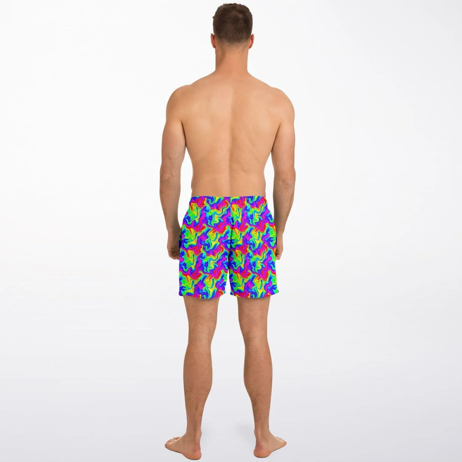Trippy Rainbow Swirl Fast Dry Swim Trunks