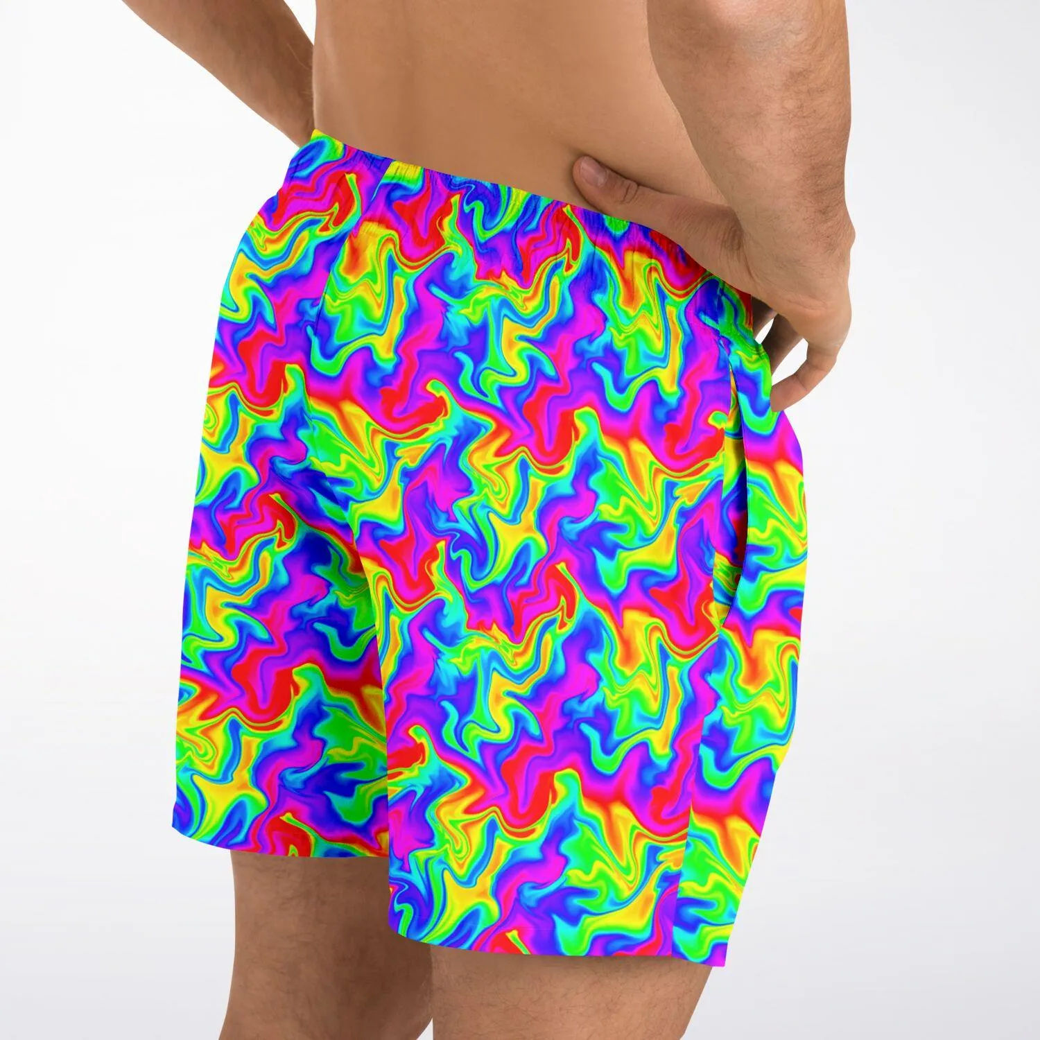 Trippy Rainbow Swirl Fast Dry Swim Trunks