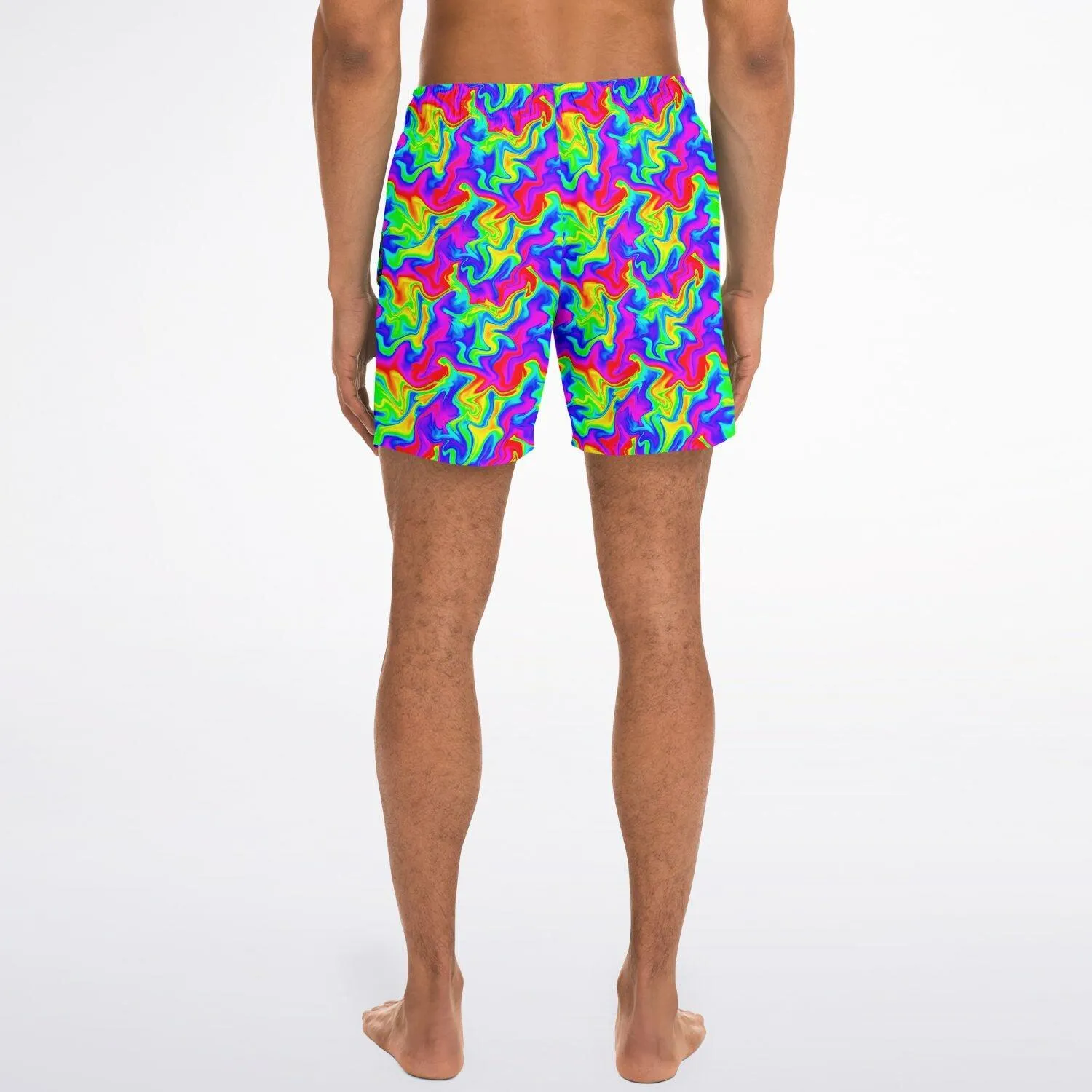 Trippy Rainbow Swirl Fast Dry Swim Trunks