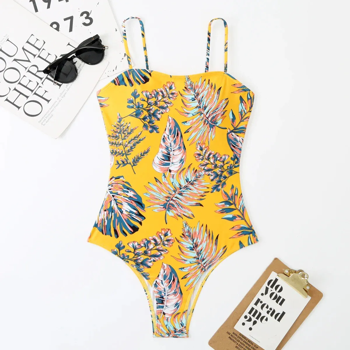Tropical Botanical One-Piece Swimwear