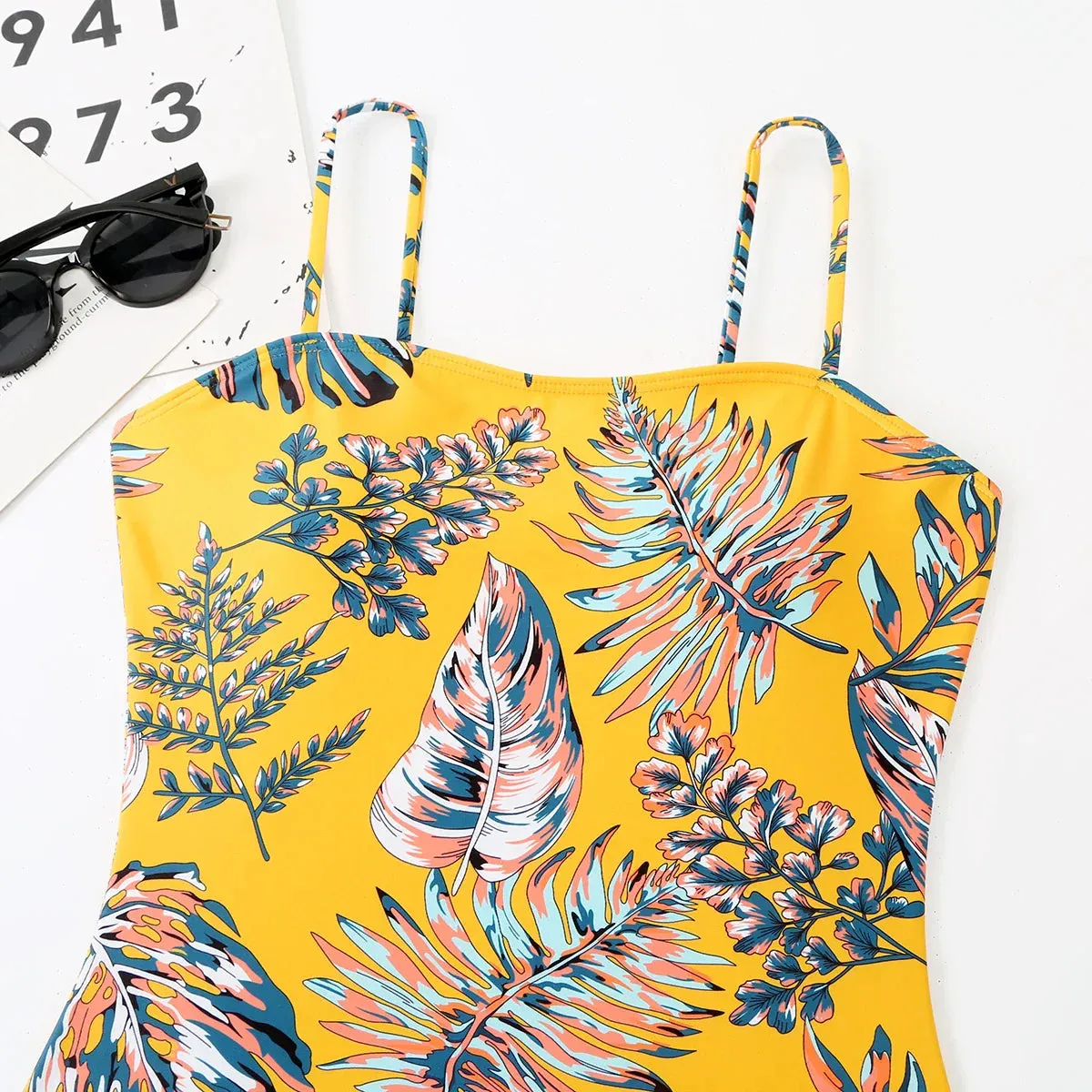 Tropical Botanical One-Piece Swimwear