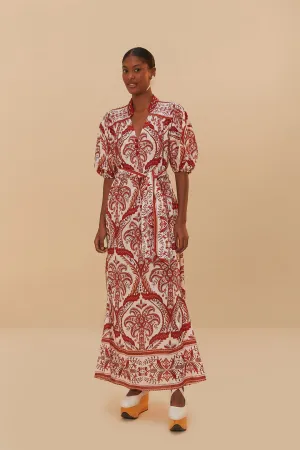 Tropical Cameo Maxi Dress in Off-White/Red Layered Style Work Mood Relaxed and stylish Tropical Cameo Maxi Dress in Off-White/Red