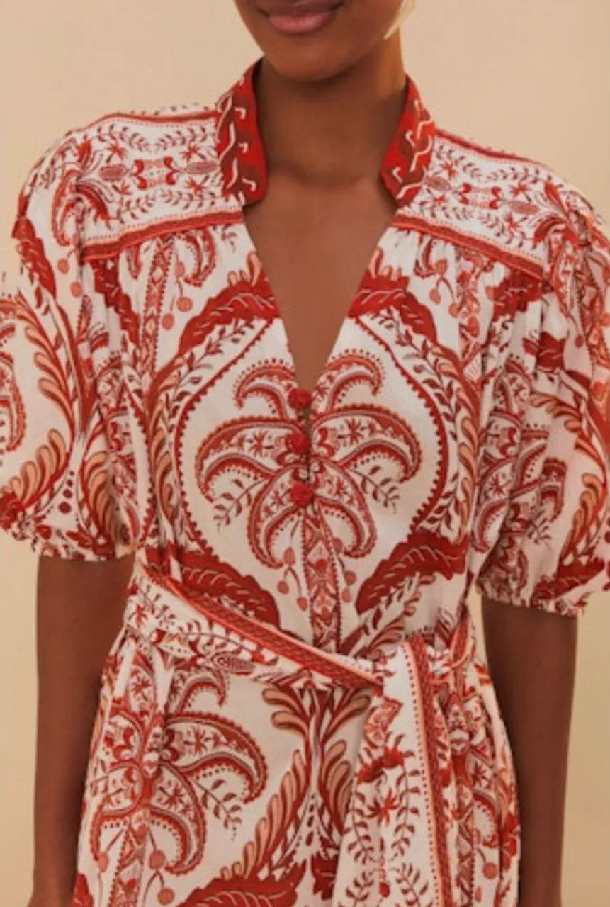 Tropical Cameo Maxi Dress in Off-White/Red Festive Wear