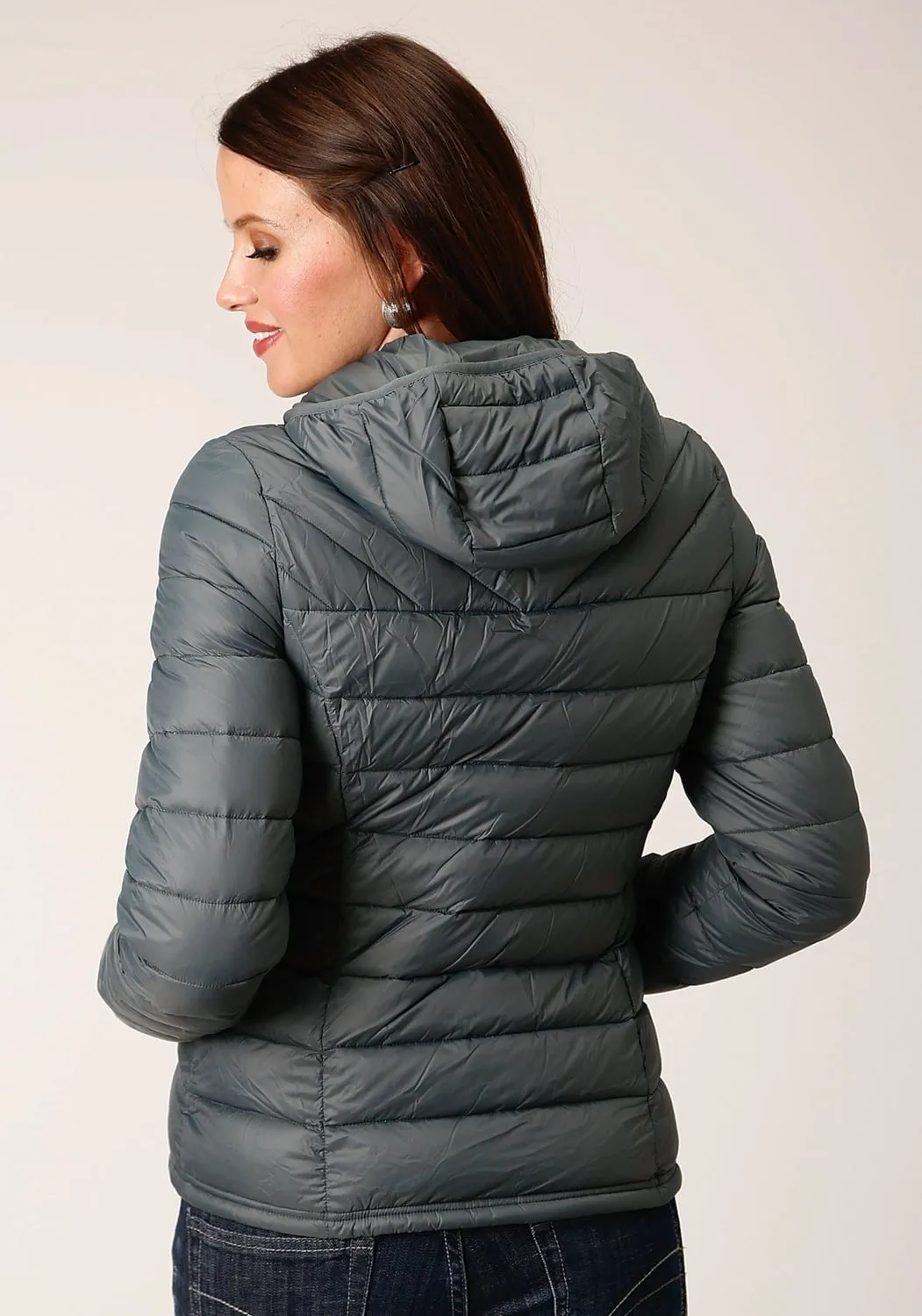 Roper Womens Parachute Down Silver Sage 100% Nylon Softshell Jacket Work Meeting Weekend Style Streetwear Fan
