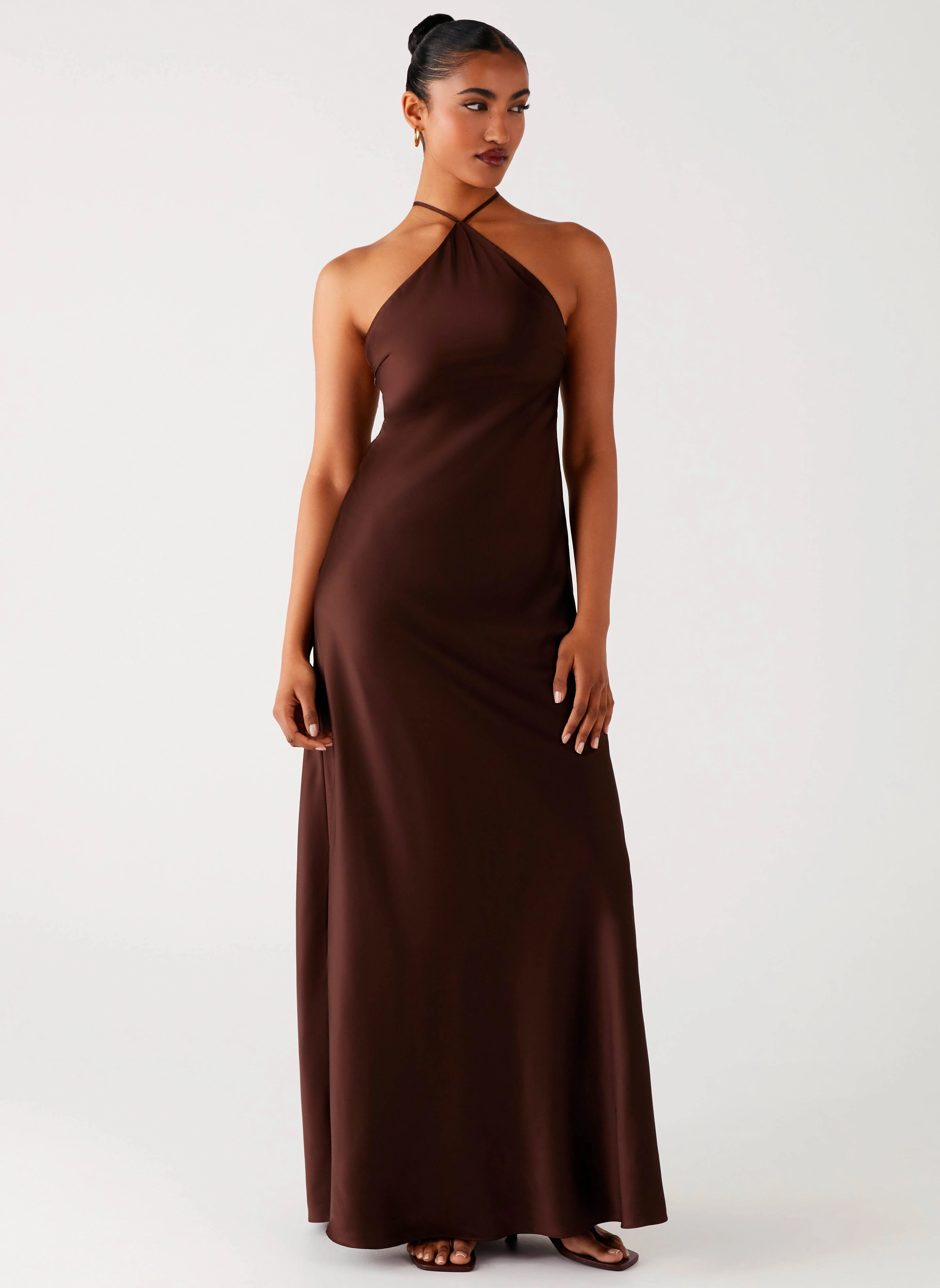 Tulama Maxi Dress - Chocolate Premium Fabric Elegant Finish