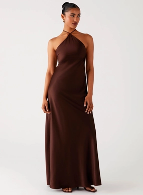 Tulama Maxi Dress - Chocolate All-Day Wearable Tulama Maxi Dress - Chocolate Premium Fabric Elegant Finish