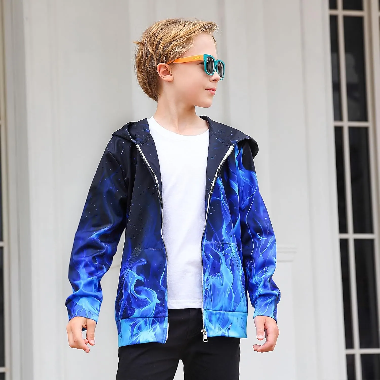 TUONROAD 6-14T Boys Girls Zip Up Hoodies Sweatshirts 3D Printed Cool Pullover with Pockets