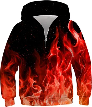 TUONROAD 6-14T Boys Girls Zip Up Hoodies Sweatshirts 3D Printed Cool Pullover with Pockets