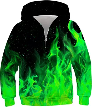 TUONROAD 6-14T Boys Girls Zip Up Hoodies Sweatshirts 3D Printed Cool Pullover with Pockets