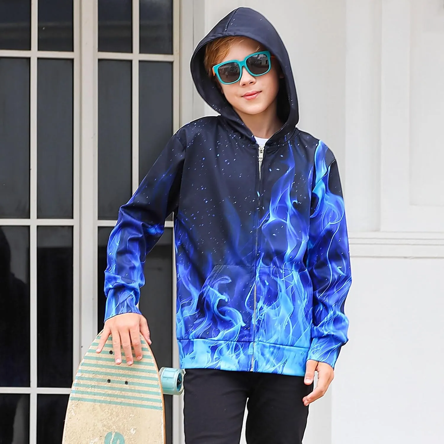 TUONROAD 6-14T Boys Girls Zip Up Hoodies Sweatshirts 3D Printed Cool Pullover with Pockets