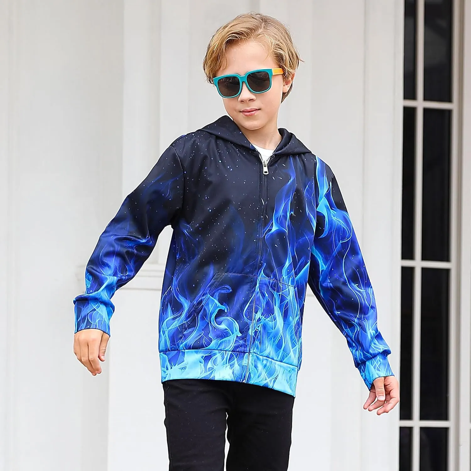 TUONROAD 6-14T Boys Girls Zip Up Hoodies Sweatshirts 3D Printed Cool Pullover with Pockets