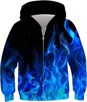 TUONROAD 6-14T Boys Girls Zip Up Hoodies Sweatshirts 3D Printed Cool Pullover with Pockets