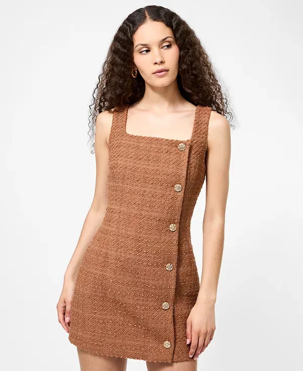 TWEED SQUARE NECK MINI Tiered Skirt Draped Layer