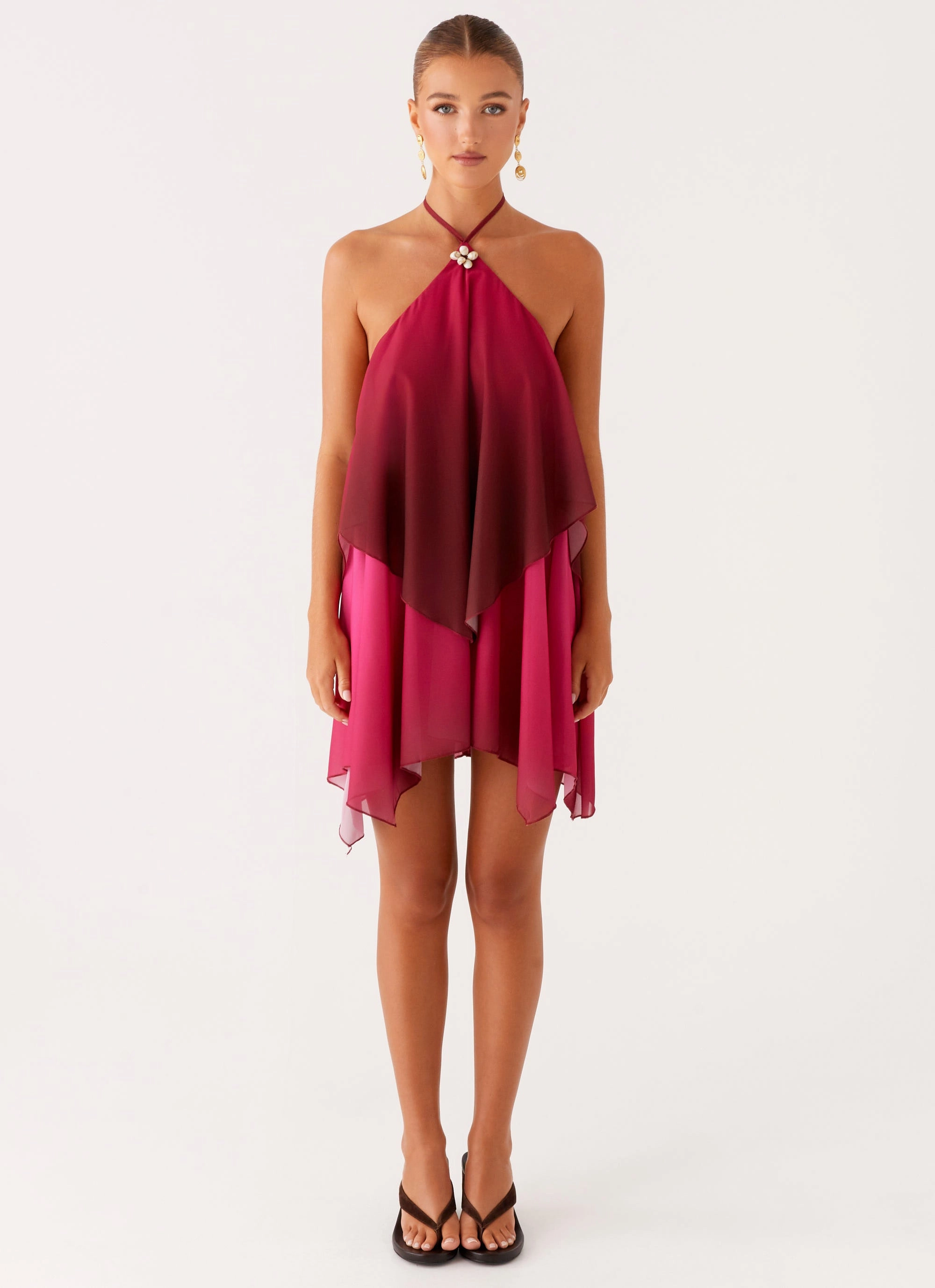 Twin Flame Mini Dress - Fuchsia Gradient Tailored Elegance