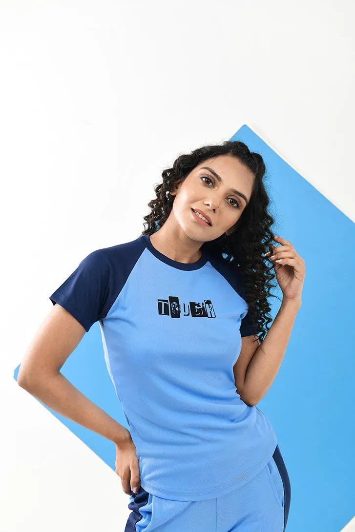 Two Tone Top & Pants Sets - Sky Blue