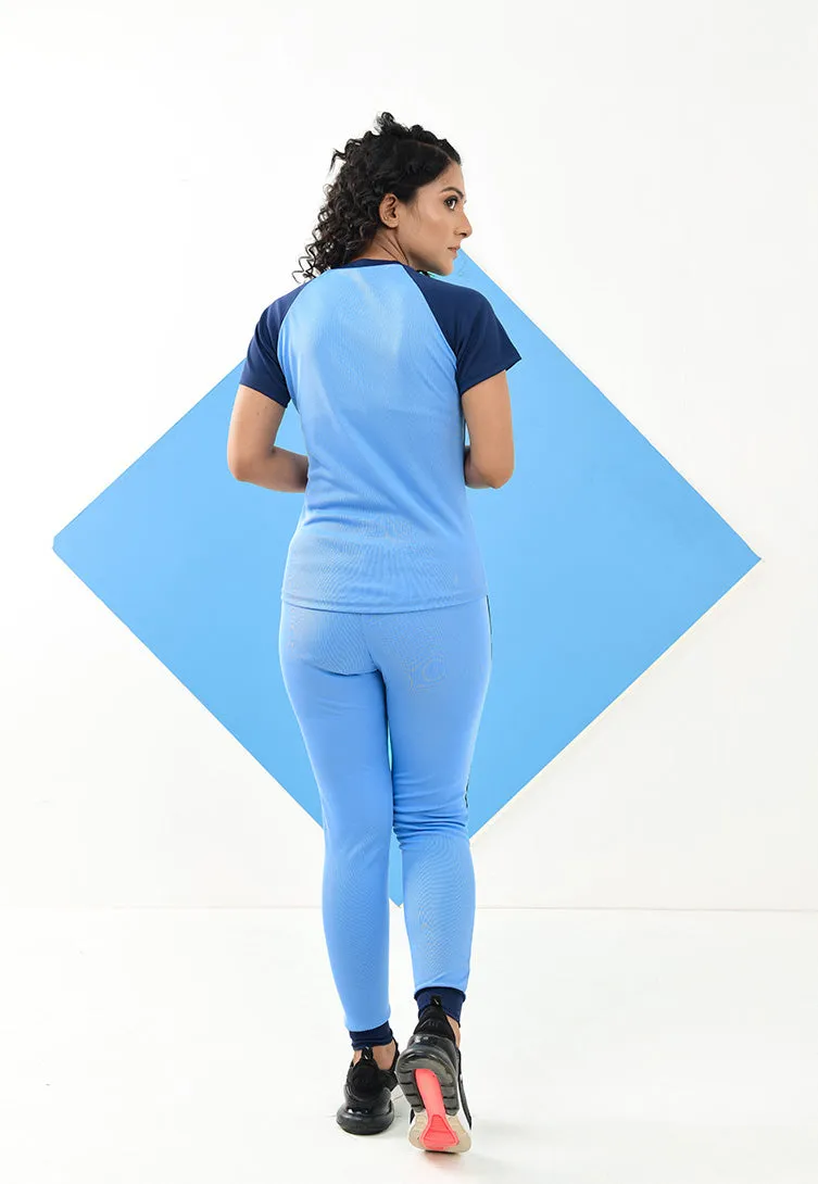 Two Tone Top & Pants Sets - Sky Blue