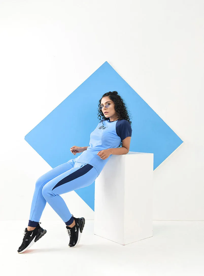 Two Tone Top & Pants Sets - Sky Blue
