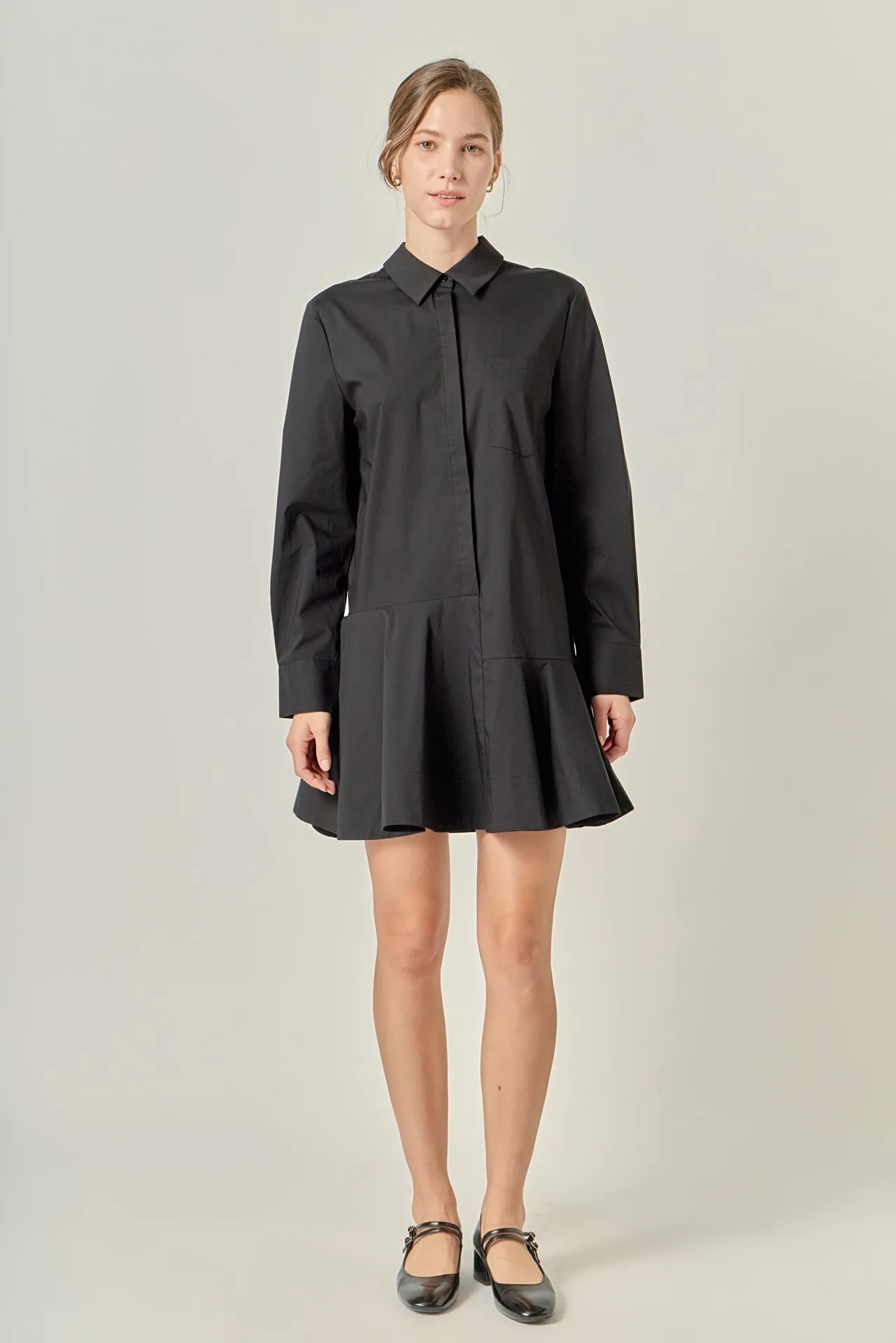 Simple formal dress COLLAR FLARE SKIRT DRESS