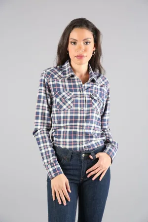 Ultimate Layer Kimes Ranch Womens San Mateo Flannel Blue Cotton blend L/S Shirt Kimes Ranch Womens San Mateo Flannel Blue Cotton blend L/S Shirt Multi Functional Pockets Dynamic Design