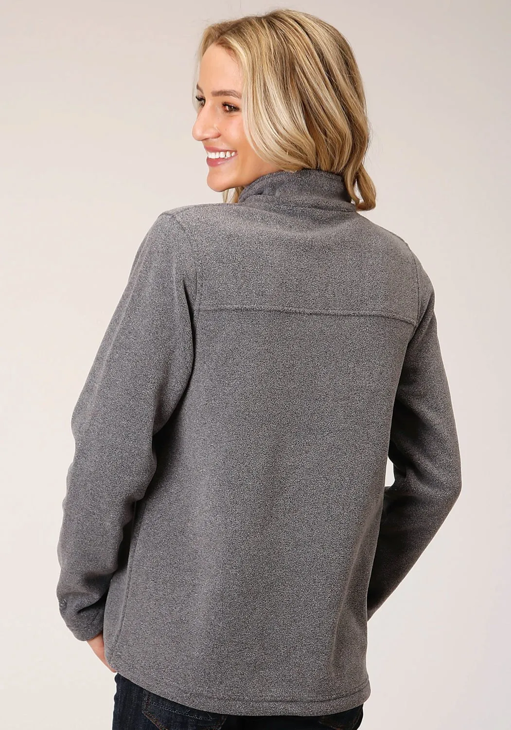 Roper Womens Heather Charcoal Polyester Micro Fleece Jacket All Around Basic Attire