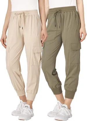 Ultra Performance Cargo Jogger Pants for Women 2 Pack Womens Hiking Pants Quick Dry Stretch Lightweight Cargo Joggers