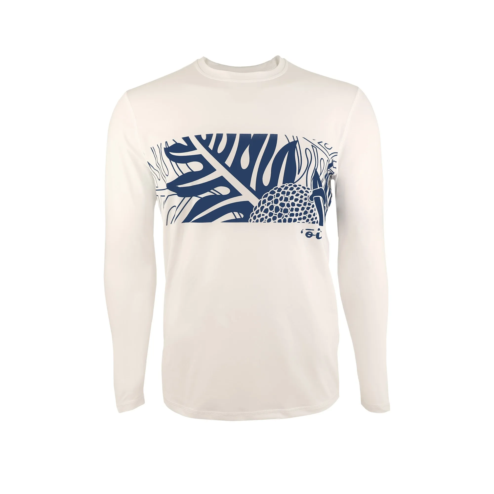 Ulu Long Sleeve UPF 30 Shirt in White/Navy