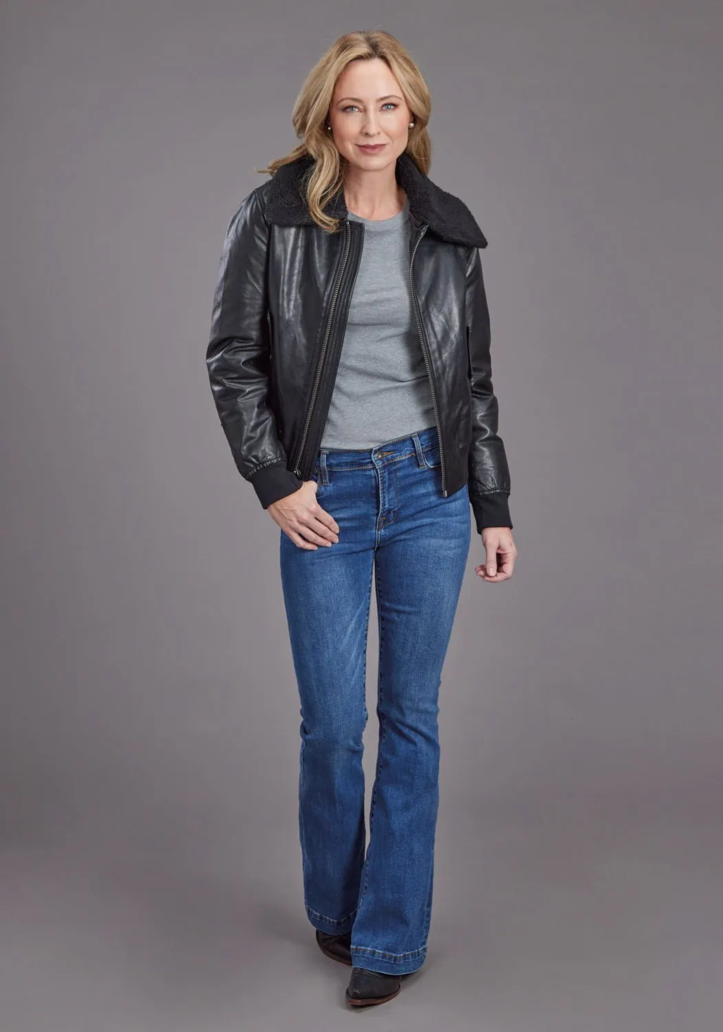 Trendy Sunny Vibes Stetson Womens Smooth Bomber Black Leather Leather Jacket