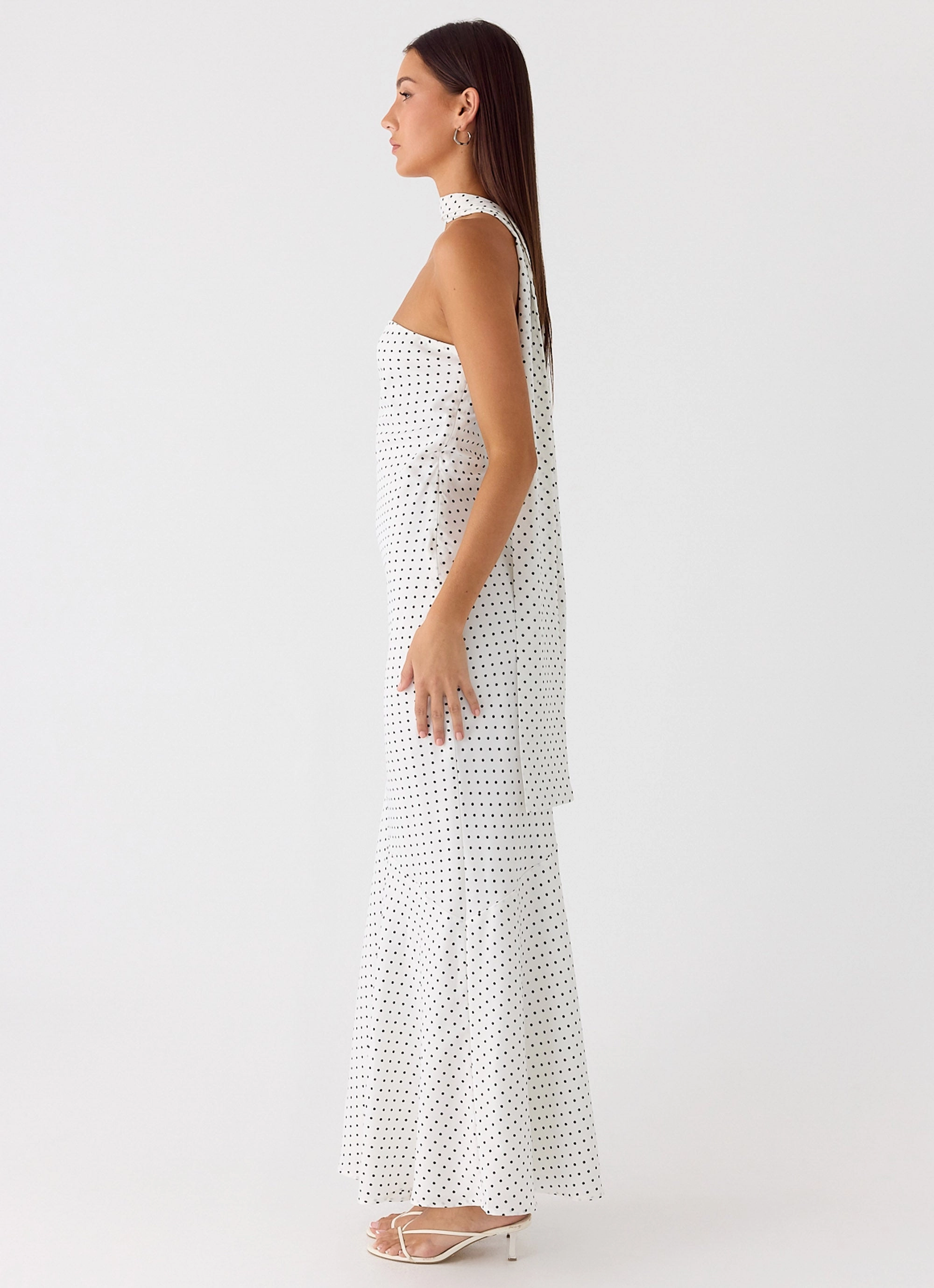 Timeless elegance Under The Pagoda Maxi Dress - White Polkadot
