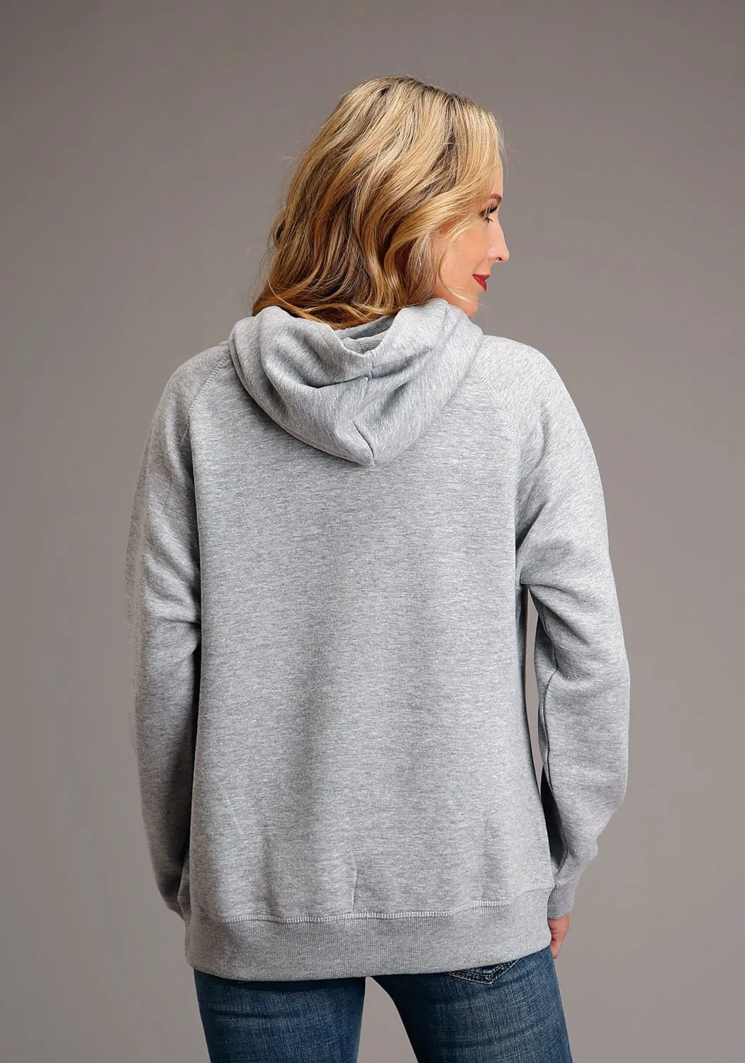 Stetson Womens Chain Stitch Grey Cotton Blend Hoodie Customizable length All Fit Design