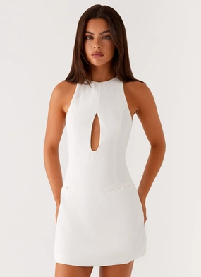 Unique Garment Stacy Mini Dress - White Party Perfect Shade Soft Stacy Mini Dress - White