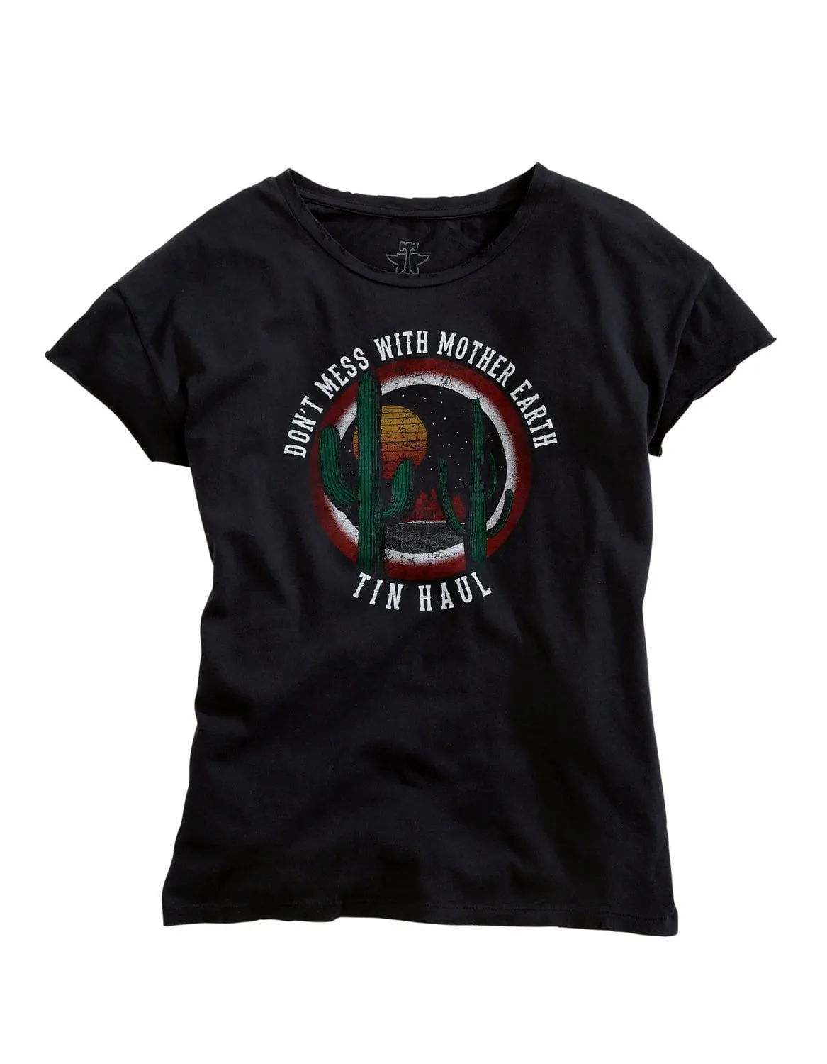 Sleek Shape Everyday Ready Tin Haul Womens Black 100% Cotton Mother Earth S/S T-Shirt