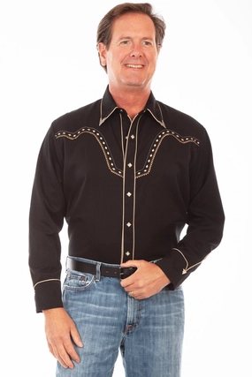 Unisex Appeal Scully Mens Black Poly/Rayon Diamond Yoke L/S Shirt XL Scully Mens Black Poly/Rayon Diamond Yoke L/S Shirt XL Weekend Outing