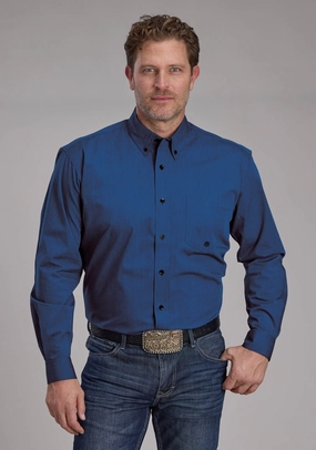 Unisex style Roper Mens 2249 Black Fill Blue 100% Cotton 1 Pkt L/S Shirt Budget Friendly Roper Mens 2249 Black Fill Blue 100% Cotton 1 Pkt L/S Shirt