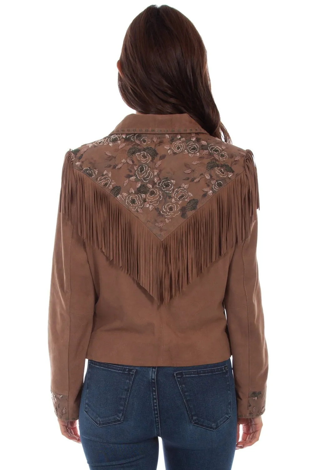 Scully Womens Sand Leather Beaded Yoke Jacket No Fuss Style