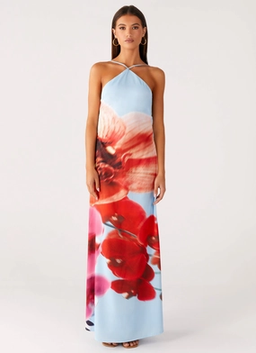 Universal Sizing System Chloe Maxi Dress - Turquoise Bloom Clear Blush Modern Layers Chloe Maxi Dress - Turquoise Bloom