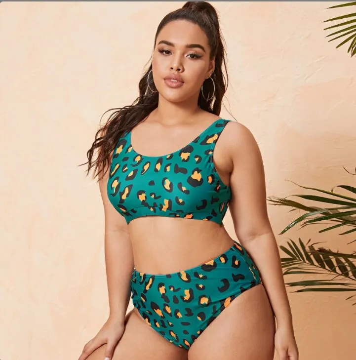 Upopby Retro Polka Dot Green High Waist Bikini Set