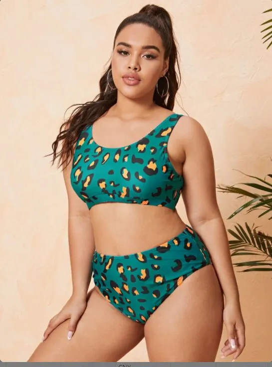 Upopby Retro Polka Dot Green High Waist Bikini Set
