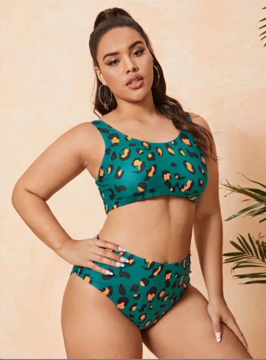 Upopby Retro Polka Dot Green High Waist Bikini Set