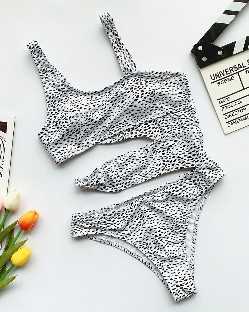 Upopby Sexy U-Neck Hollow Solid One Piece Swimsuit