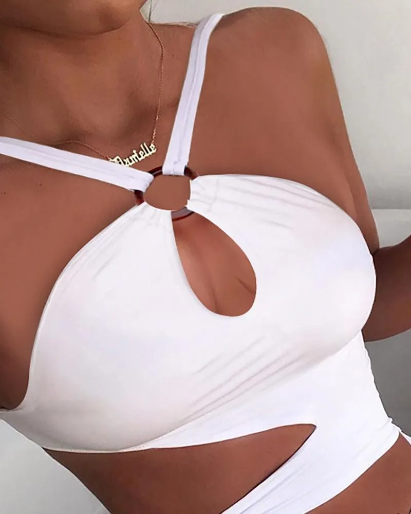 Upopby Sexy U-Neck Hollow Solid One Piece Swimsuit