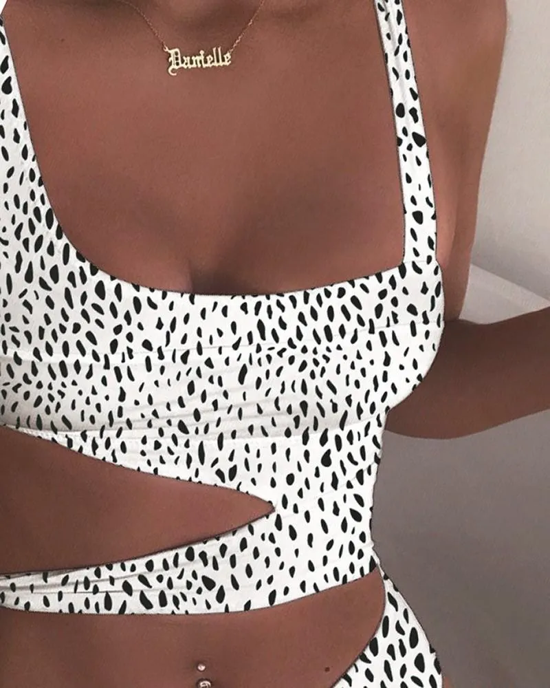 Upopby Sexy U-Neck Hollow Solid One Piece Swimsuit