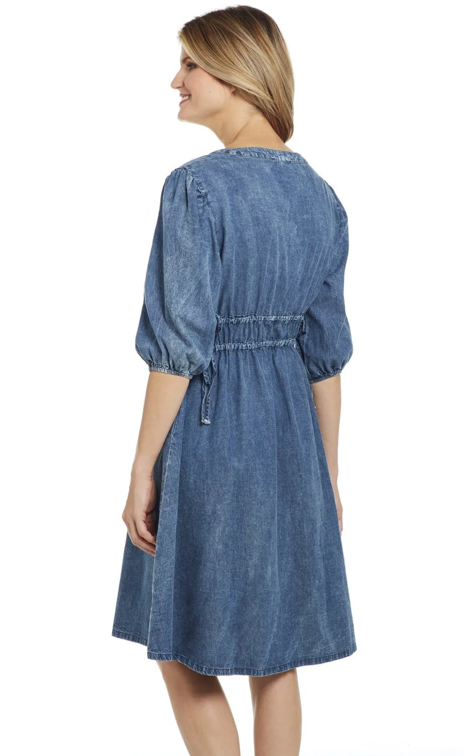Cowgirl Up Womens Vintage Denim 100% Cotton Embroidered Dress S/S Match With All