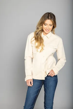 Urban Pattern Kimes Ranch Womens Cloverleaf Shirt Off White 100% Cotton Jacket Ready For All Comfortable Tailoring Kimes Ranch Womens Cloverleaf Shirt Off White 100% Cotton Jacket