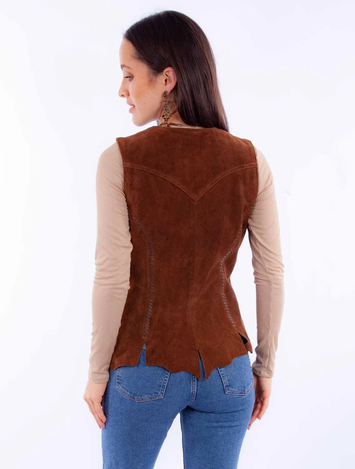 Scully Womens Snap Front Cafe Brown Leather Leather Vest Earthy Music Event